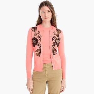 Sequin floral embroidered Jackie cardigan in flame (S)